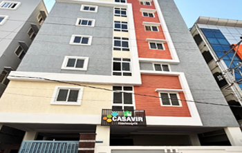 Exterior building view of Casavir Mens PG Madhapur, multi-storey with modern facade